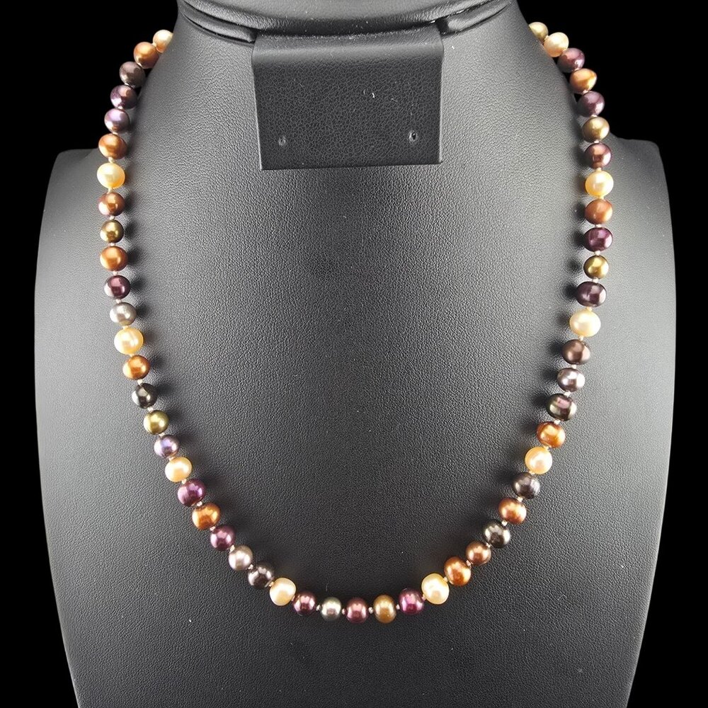 Multicolor Freshwater Pearl Necklace With Twist Clasp 18 Inches - Picture 4 of 8